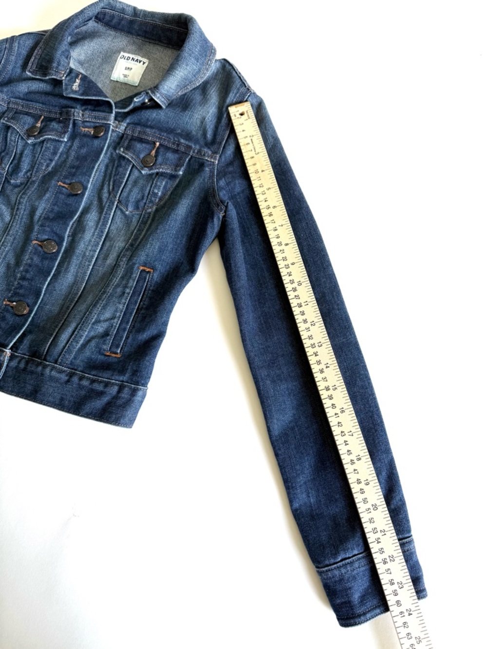 Old Navy Dark Worn Denim Trucker Jean Jacket Vintage 2012 Size S Classic - Picture 9 of 12